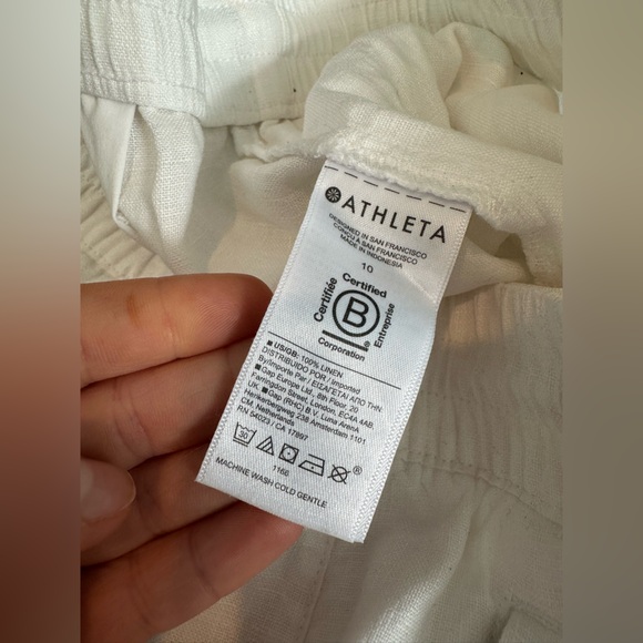 Athleta Women’s Retreat Linen High Rise Wide Leg Pant Calla Lily White Size 10 - Picture 9 of 13